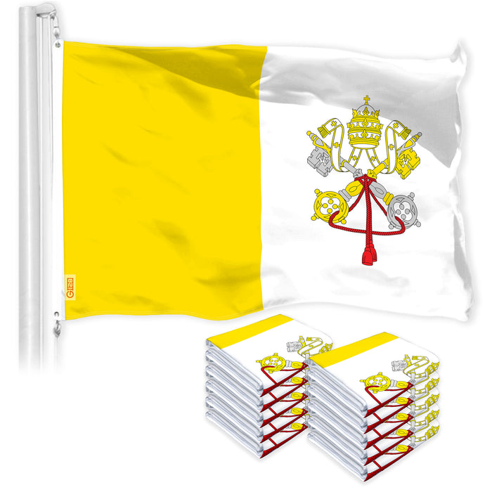 G128 10 Pack: Vatican  | 4x6 Ft | LiteWeave Pro Series Printed 150D Polyester | Country Flag, Indoor/Outdoor, Vibrant Colors, Brass Grommets