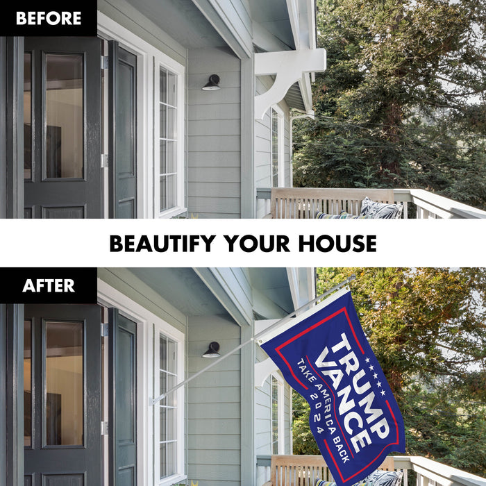 G128 Combo Pack: 6 Ft Tangle Free Aluminum Spinning Flagpole (Silver) & 2024 Election Take America Back Blue Flag  | 3x5 Ft | LiteWeave Pro Series Printed 150D Polyester | Pole with Flag Included