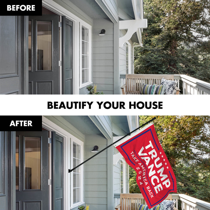 G128 Combo Pack: 6 Ft Tangle Free Aluminum Spinning Flagpole (Black) & 2024 Election Take America Back Red Flag  | 3x5 Ft | LiteWeave Pro Series Printed 150D Polyester | Pole with Flag Included