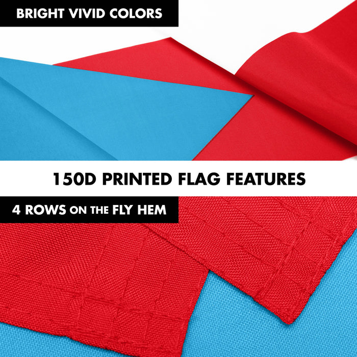 G128 Combo Pack: 6 Ft Tangle Free Aluminum Spinning Flagpole (Silver) & Puerto Rico Light Blue Puerto Rican PR Flag  | 3x5 Ft | LiteWeave Pro Series Printed 150D Polyester | Pole with Flag Included