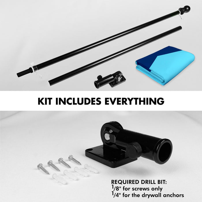 G128 Combo Pack: 6 Ft Tangle Free Aluminum Spinning Flagpole (Black) & Minnesota New Version MN   | 3x5 Ft | LiteWeave Pro Series Printed 150D Polyester | Pole with Flag Included