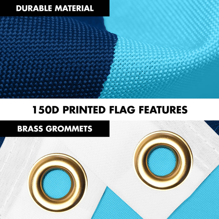 G128 Combo Pack: 6 Ft Tangle Free Aluminum Spinning Flagpole (White) & Minnesota New Version MN   | 3x5 Ft | LiteWeave Pro Series Printed 150D Polyester | Pole with Flag Included