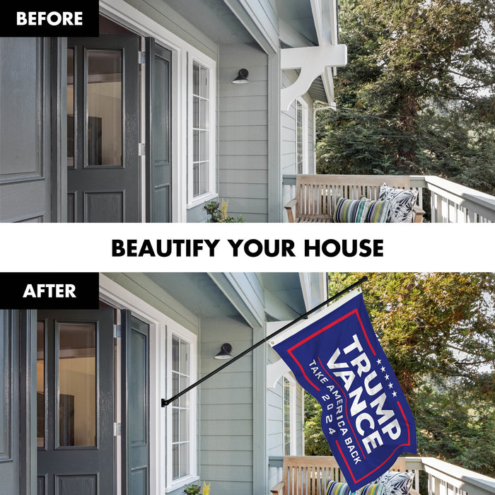G128 Combo Pack: 6 Ft Tangle Free Aluminum Spinning Flagpole (Black) & 2024 Election Take America Back Blue Flag  | 3x5 Ft | LiteWeave Pro Series Printed 150D Polyester | Pole with Flag Included