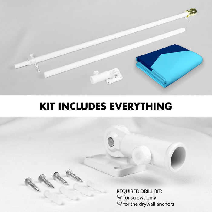 G128 Combo Pack: 6 Ft Tangle Free Aluminum Spinning Flagpole (White) & Minnesota New Version MN   | 3x5 Ft | LiteWeave Pro Series Printed 150D Polyester | Pole with Flag Included