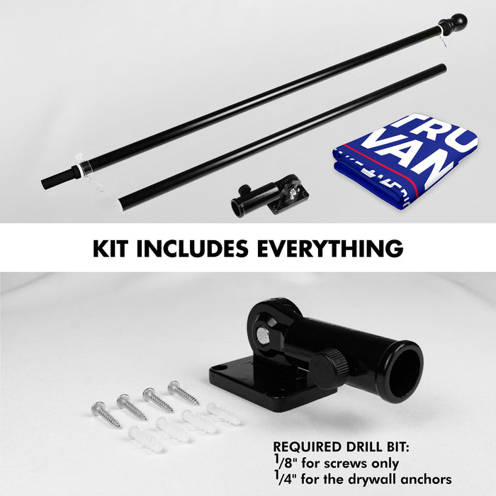 G128 Combo Pack: 6 Ft Tangle Free Aluminum Spinning Flagpole (Black) & 2024 Election Take America Back Blue Flag  | 3x5 Ft | LiteWeave Pro Series Printed 150D Polyester | Pole with Flag Included