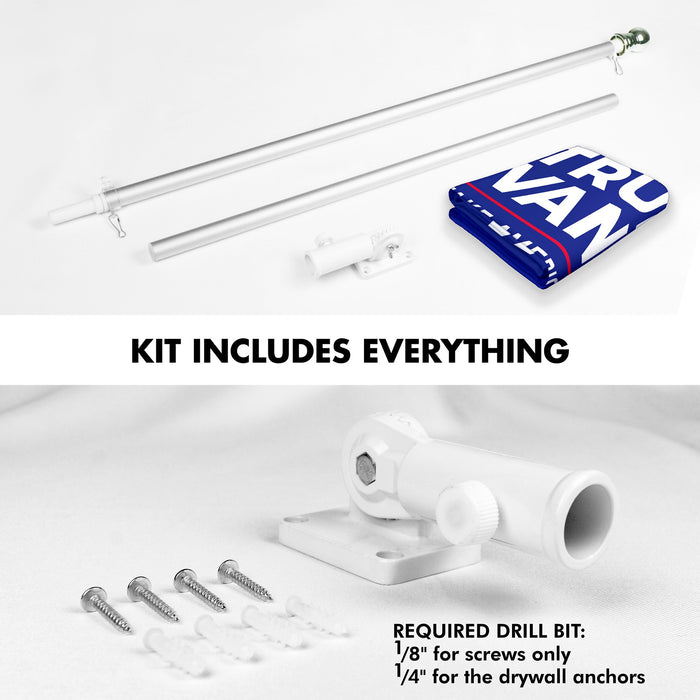 G128 Combo Pack: 6 Ft Tangle Free Aluminum Spinning Flagpole (Silver) & 2024 Election Take America Back Blue Flag  | 3x5 Ft | LiteWeave Pro Series Printed 150D Polyester | Pole with Flag Included