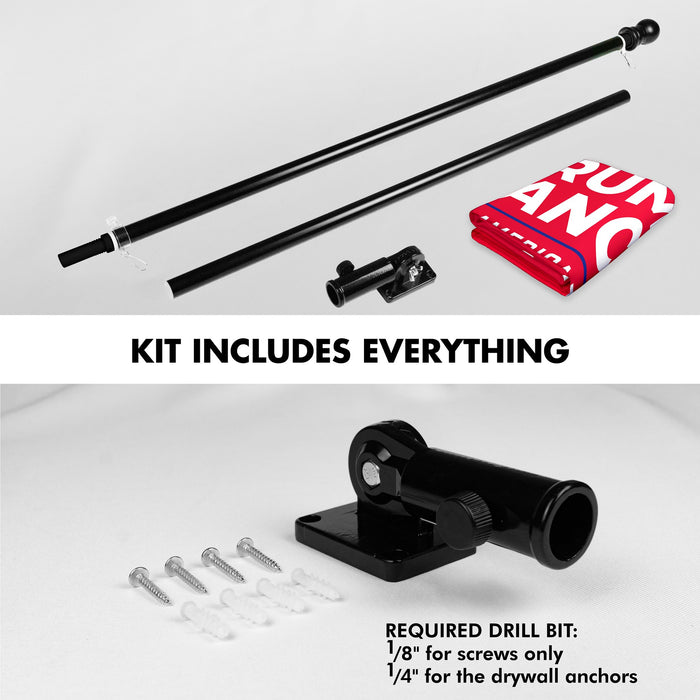 G128 Combo Pack: 6 Ft Tangle Free Aluminum Spinning Flagpole (Black) & 2024 Election Take America Back Red Flag  | 3x5 Ft | LiteWeave Pro Series Printed 150D Polyester | Pole with Flag Included