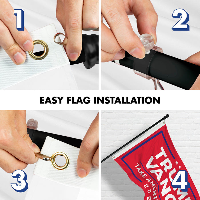 G128 Combo Pack: 6 Ft Tangle Free Aluminum Spinning Flagpole (Black) & 2024 Election Take America Back Red Flag  | 3x5 Ft | LiteWeave Pro Series Printed 150D Polyester | Pole with Flag Included