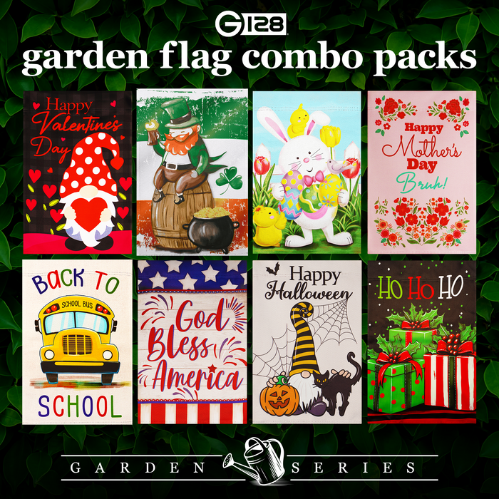 G128 set of 8 school bus and patriotic garden flags, 12x18 inch, photo 4