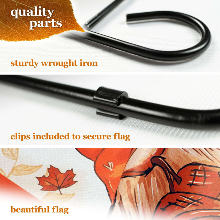 G128 36x16IN Garden Flag Stand & 12x18 Welcome Fall Gnome Flag Kit
