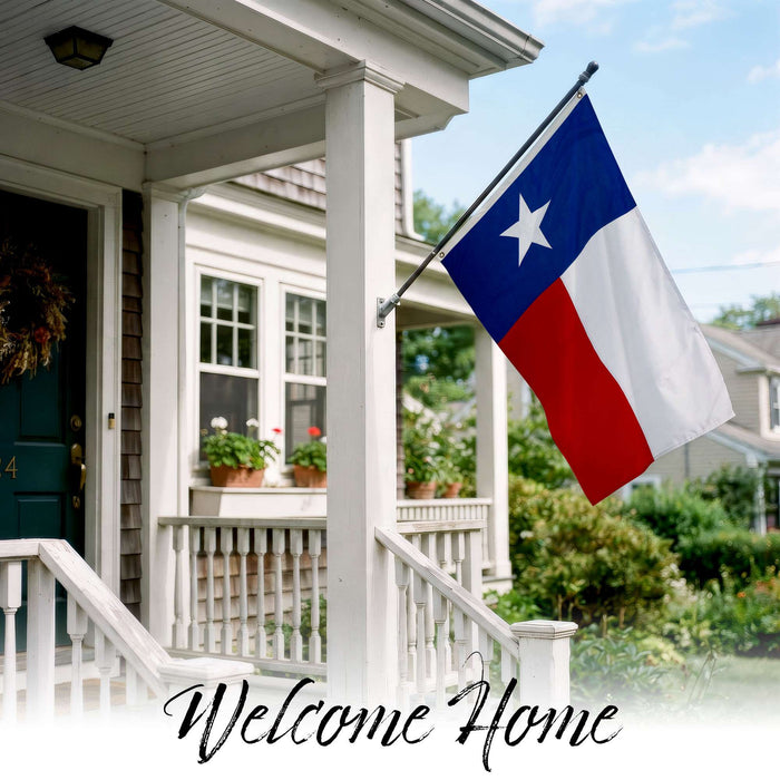G128 - Texas State Flag 4x6ft Embroidered Stars Sewn Stripes Heavy Duty 220GSM Tough Spun Polyester Quality with Brass Grommets