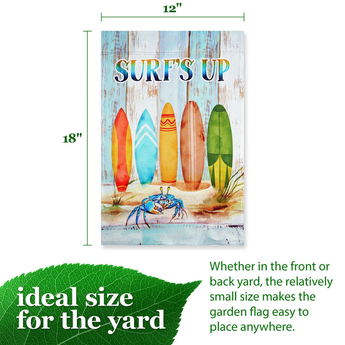 G128 Surfs Up Surfboard Beach Garden Flag 12x18 In Double Sided Summer Yard Garden Lawn Decoration