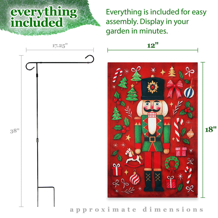 G128 36x16IN Garden Flag Stand & 12x18 Christmas Nutcracker Flag Kit