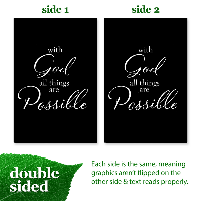 G128 With God All Things Possible Garden Flag 12x18 In Double Sided Bible Verses Yard Garden Lawn Decoration