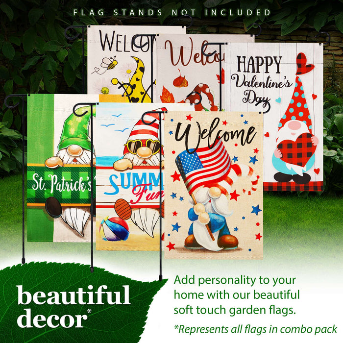 G128 set of 6 valentine's and seasonal gnomes garden flags, 12x18 inch, photo 8