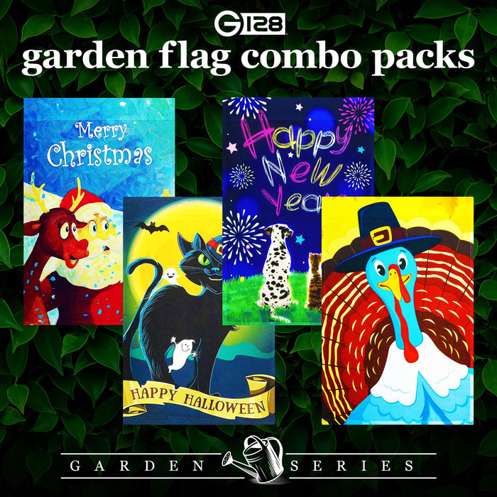 G128 set of 4 holiday animals garden flags, 12x18 inch, photo 4