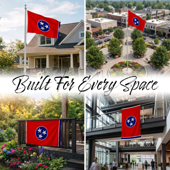 G128 Tennessee TN State Flag | 2x3 Ft | StormFlyer Series Embroidered 220GSM Spun Polyester | Embroidered Design, Indoor/Outdoor, Brass Grommets, Heavy Duty, All Weather