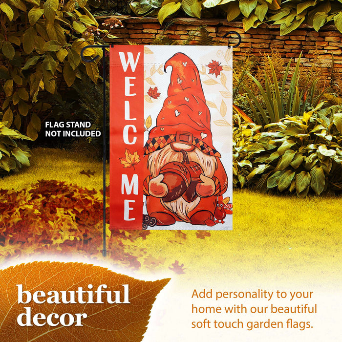 G128 Welcome Fall Gnome Acorn Garden Flag 12x18 In Double Sided Fall Yard Garden Lawn Decoration