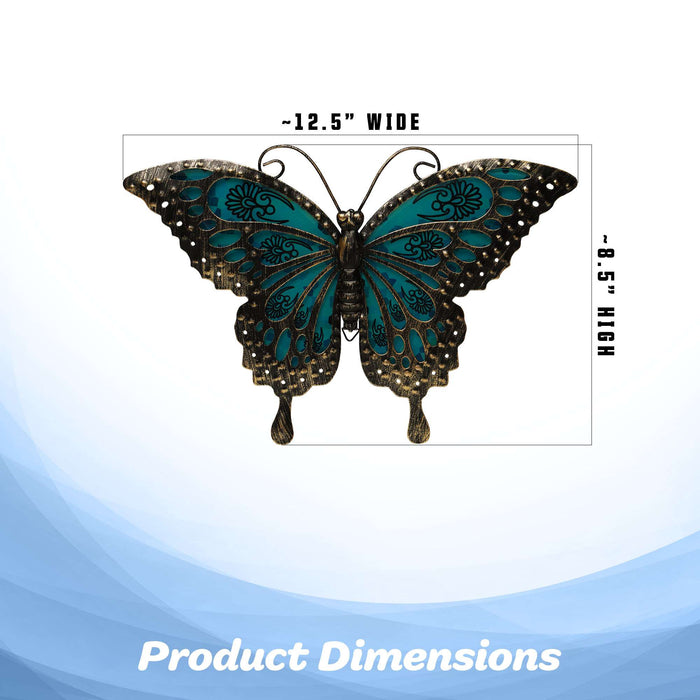 G128 Butterfly Metal Wall Art Decor | Black and Green Butterfly Indoor Outdoor Wall Art Hanging Decor for Bedroom, Living Room, Garden, Patio
