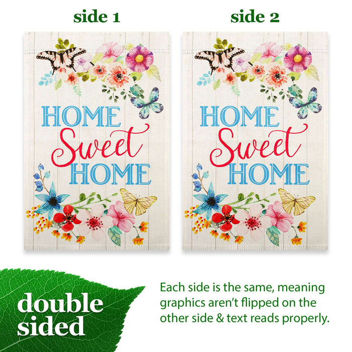 G128 Home Sweet Home Butterflies Garden Flag 12x18 In Double Sided Spring Yard Garden Lawn Decoration