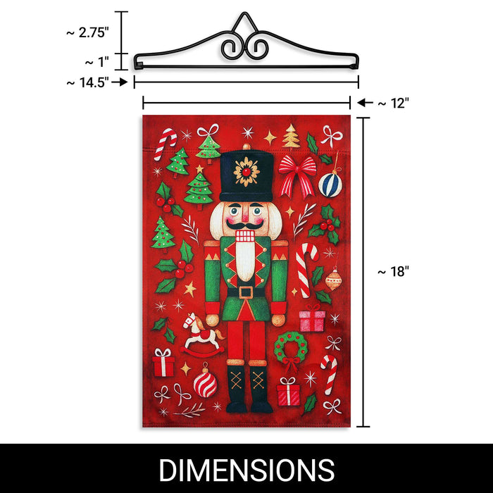G128 12x18IN Christmas Nutcracker Holiday Garden Flag with 14IN Hanger