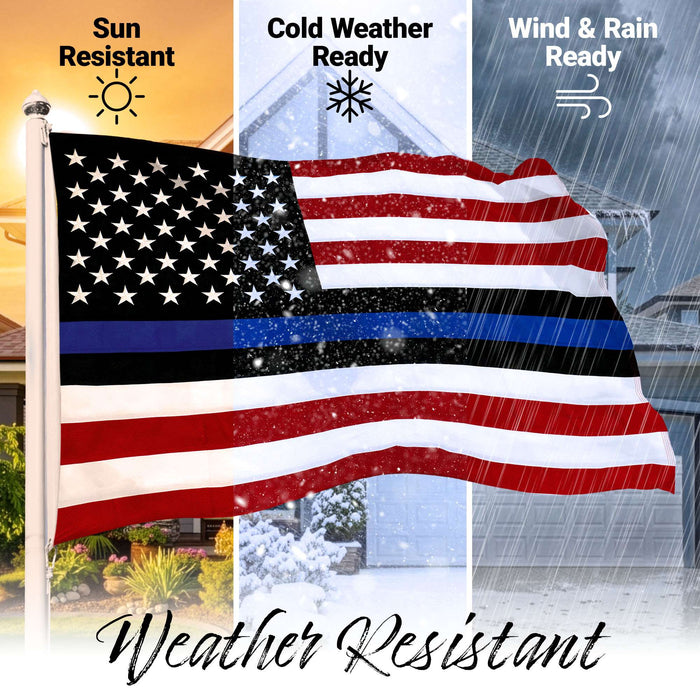G128 Blue Lives Matter Flag Police Flag Embroidered 2x3 FT Spun Polyester