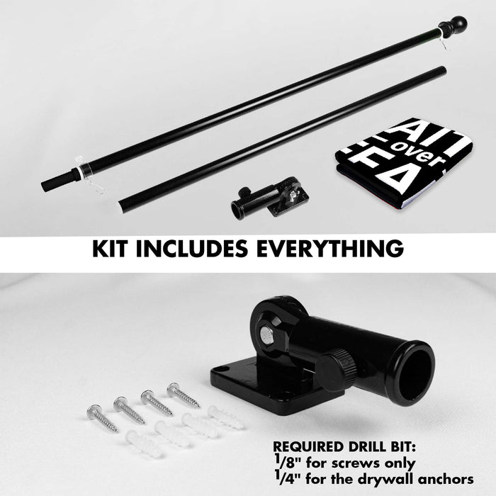 G128 Combo Pack: 6 Ft Tangle Free Aluminum Spinning Flagpole (Black) & Faith over Fear Flag 3x5 Ft, LiteWeave Pro Series Printed 150D Polyester | Pole with Flag Included