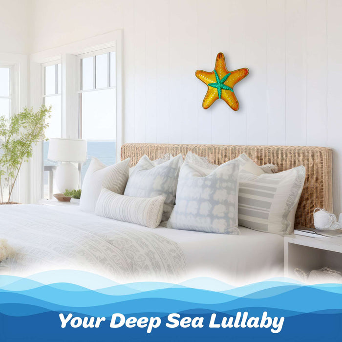 G128 12 in Metal Glass Starfish Wall Hanging Art Decor | Ocean Theme Art Wall Indoor Decoration for Kitchen, Living Room, Bedroom, Home Office