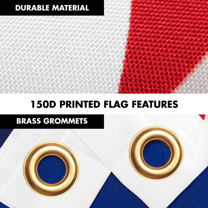 G128 Combo Pack: 6 Ft Tangle Free Aluminum Spinning Flagpole (Silver) & Honduras USA Friendship Flag | 3x5 Ft |LiteWeave Pro Series Printed 150D Polyester | Pole with Flag Included