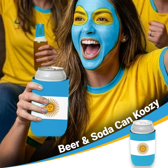 G128 World Soccer Tournament 2026 Cup Soccer Fan Set 6PCS, Argentina Fan Merch with Flag and Koozie, Accessories for Sports Parties