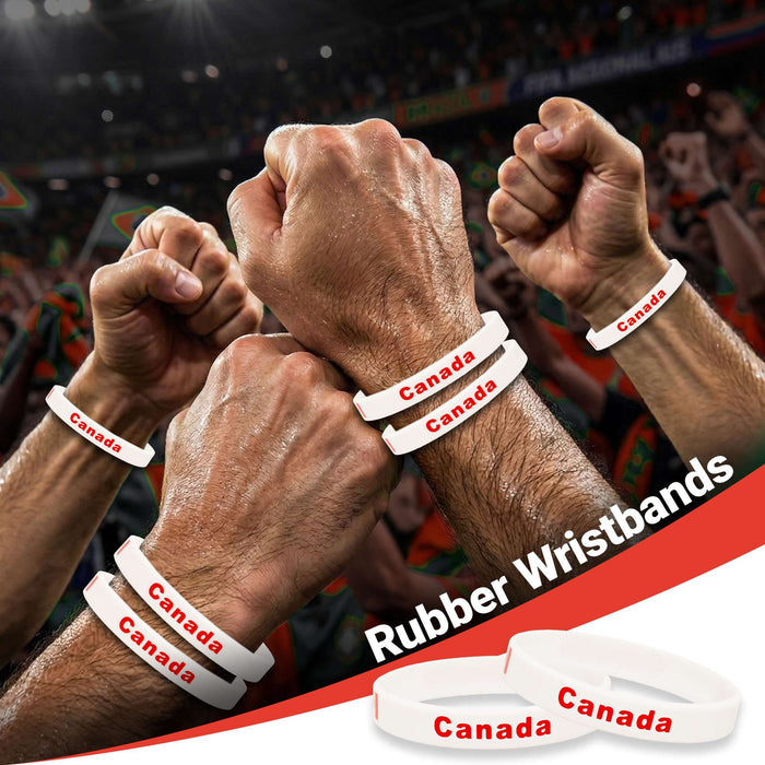 G128 World Soccer Tournament 2026 Cup Soccer Fan Set 6PCS, Canada Fan Merch with Flag and Bracelet, Accessories for Sports Parties