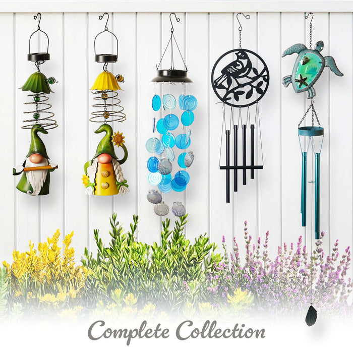 G128 black cardinal metal wind chime, about 25.5 inches hanging length