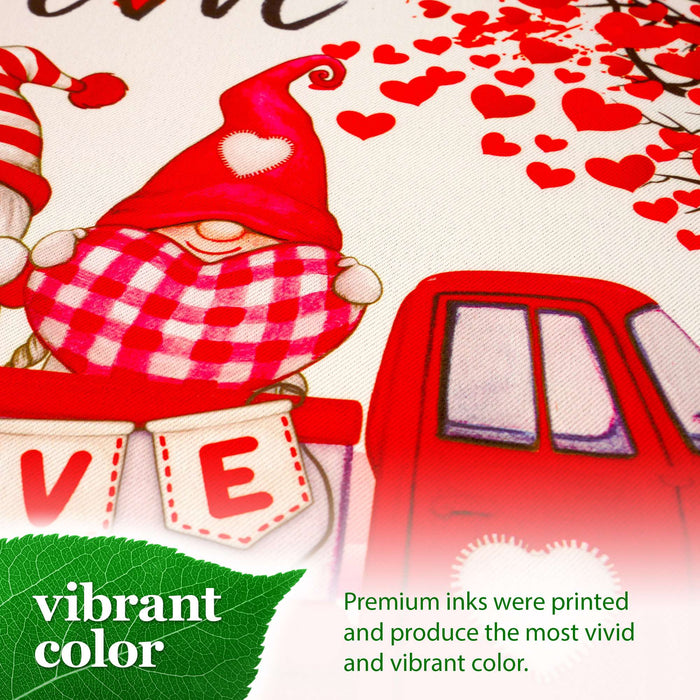 G128 Valentine's Day Just Love Gnome Truck Garden Flag 12x18 In Double Sided Yard Garden Lawn Decoration
