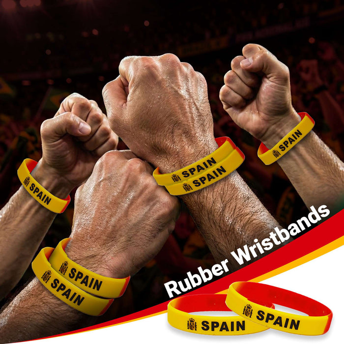 G128 World Soccer Tournament 2026 Cup Soccer Fan Set 6PCS, Spain Fan Merch with Flag and Bracelet, Accessories for Sports Parties