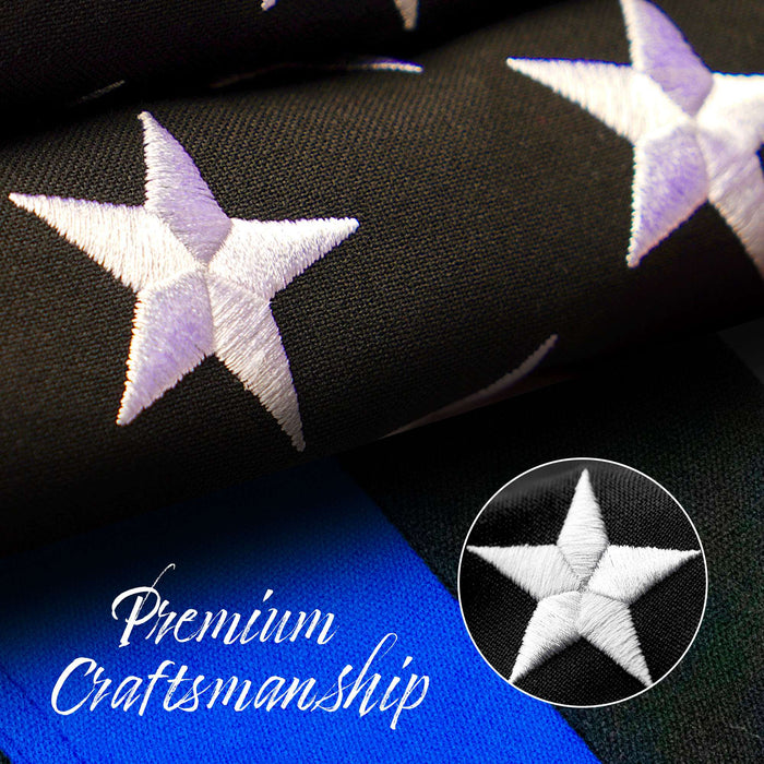 G128 Blue Lives Matter Flag Police Flag Embroidered 2x3 FT Spun Polyester