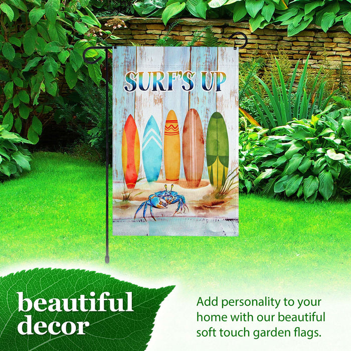 G128 36x16IN Garden Flag Stand & 12x18 Surfs Up Surfboard Flag Kit