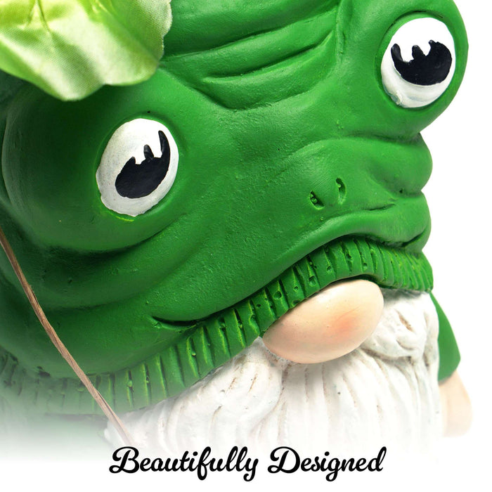 G128 resin frog gnome garden statue, 14.5 inch outdoor yard figurine