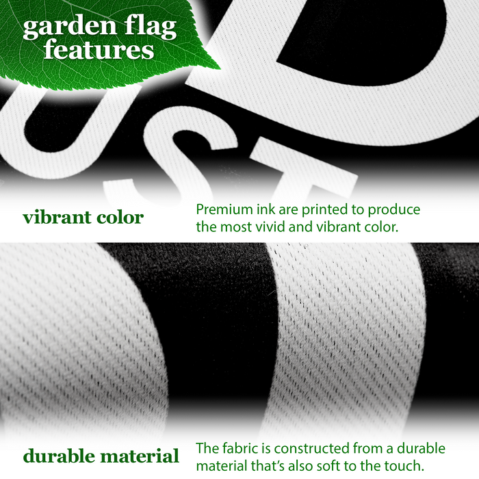 G128 Combo Pack Garden Flag Stand Black 36x16IN & Garden Flag In God We Trust Patriotic Printed 12x18IN Double Sided Yard Garden Lawn Decoration