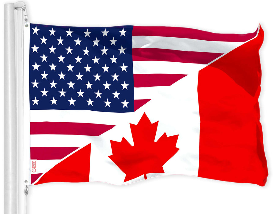 G128 Combo Pack: American USA Flag 3x5 Ft & Canada USA Friendship Flag 3x5 Ft | Both LiteWeave Pro Series Printed 150D Polyester, Brass Grommets
