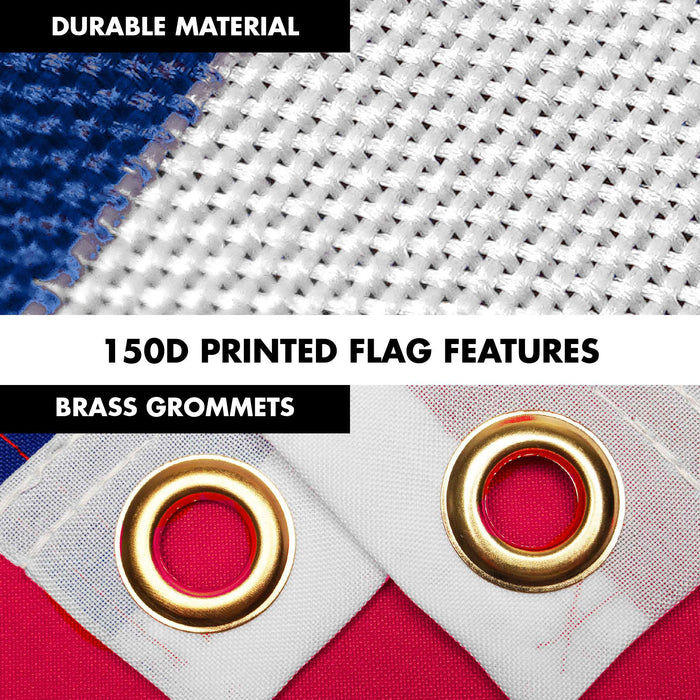 G128 Combo Pack: 6 Ft Twist Free Aluminum Spinning Flagpole (White) & Cuba USA Friendship Flag | 3x5 Ft | LiteWeave Pro Series Printed 150D Polyester | Pole with Flag Included
