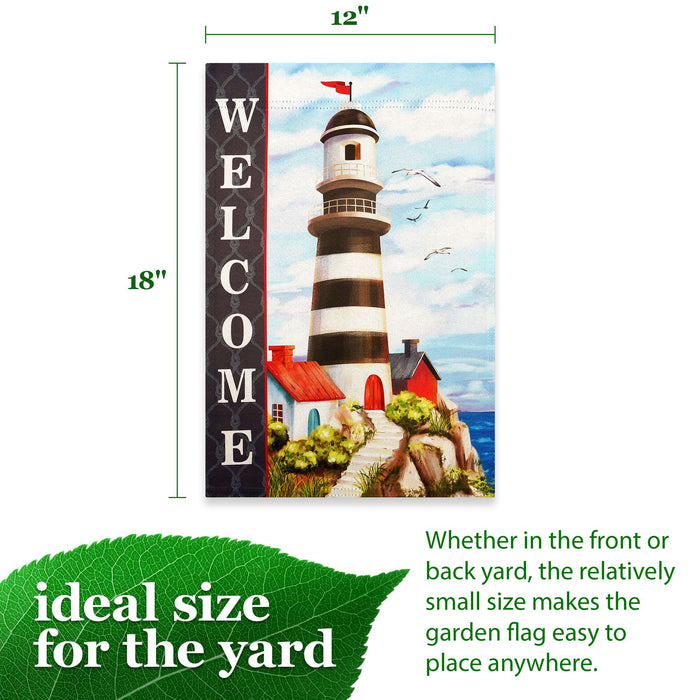 G128 Welcome Lighthouse Beach Garden Flag 12x18 In Double Sided Summer Yard Garden Lawn Decoration