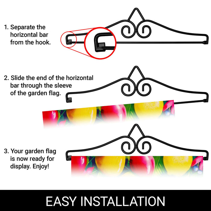 G128 12x18IN Hello Summer Watermelon Fruit Garden Flag with 14IN Hanger
