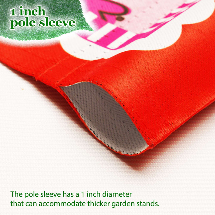 G128 Combo Pack: Garden Flag Stand 36x16IN & Garden Flag Happy Valentine's Day Heart Cookie Printed 12x18IN Double Sided