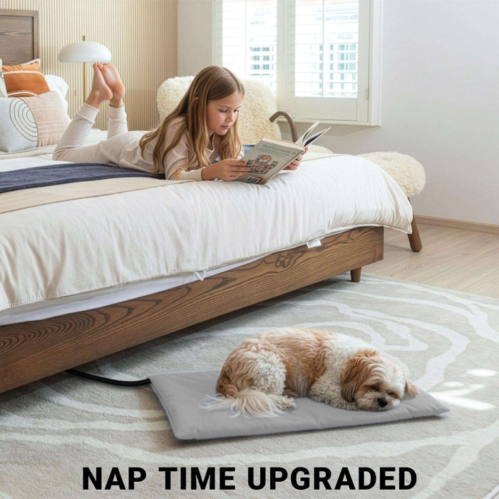 G128 Pet Heating Pad 27.56x15.75IN, 6 Adjustable Temperature Dog Cat Heating Pad with Timer, Waterproof Heated Cat Dog Bed with Chew Resistant Cord, Indoor Electric Pet Heated Mat