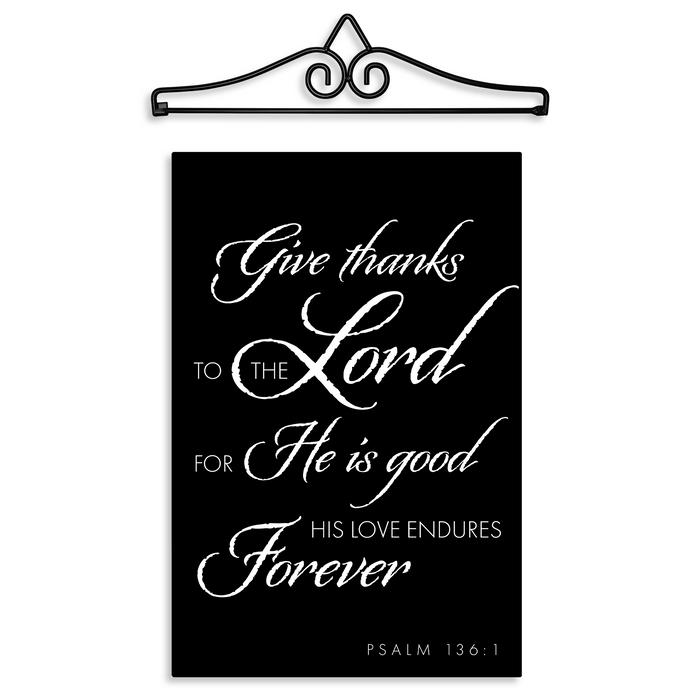G128 Combo Pack Garden Flag Hanger 14IN & Garden Flag Give Thanks to the Lord Scripture Printed 12x18IN Double Sided Yard Lawn Decoration