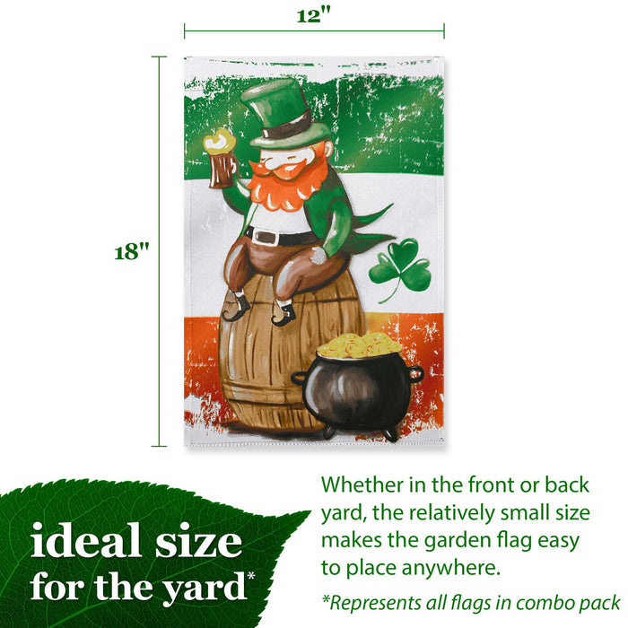 G128 set of 6 leprechaun and halloween cat garden flags, 12x18 inch, photo 3