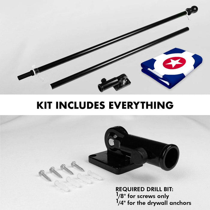 G128 Combo Pack: 6 Ft Twist Free Aluminum Spinning Flagpole (Black) & Indianapolis Flag | 3x5 Ft | LiteWeave Pro Series Printed 150D Polyester | Pole with Flag Included