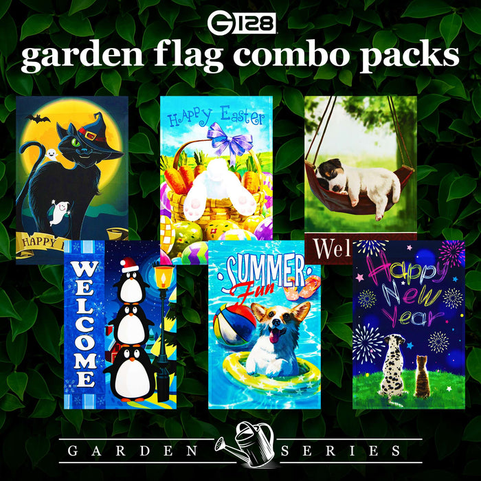 G128 set of 6 seasonal animals garden flags, 12x18 inch, photo 2