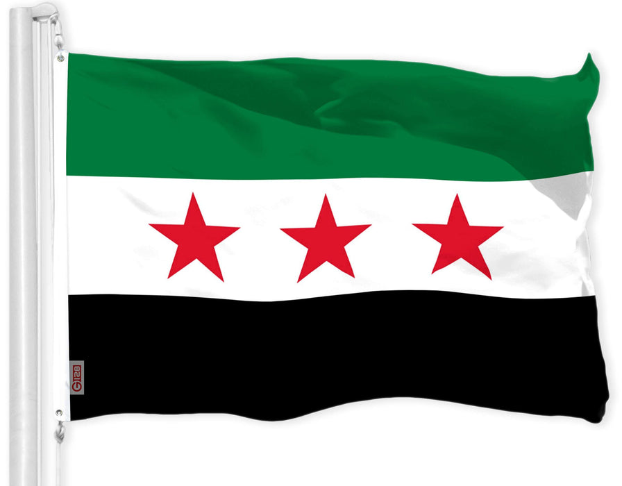 G128 Combo Pack: American USA Flag 3x5 Ft & Republic of Syria Flag 3x5 Ft | Both LiteWeave Pro Series Printed 150D Polyester, Brass Grommets