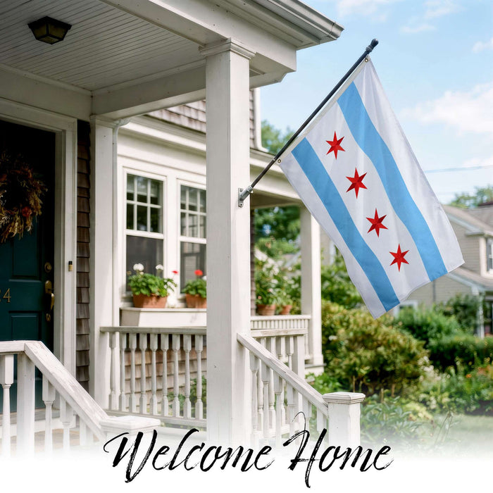 Chicago City Flag 4x6FT Embroidered 220GSM Spun Polyester Illinois